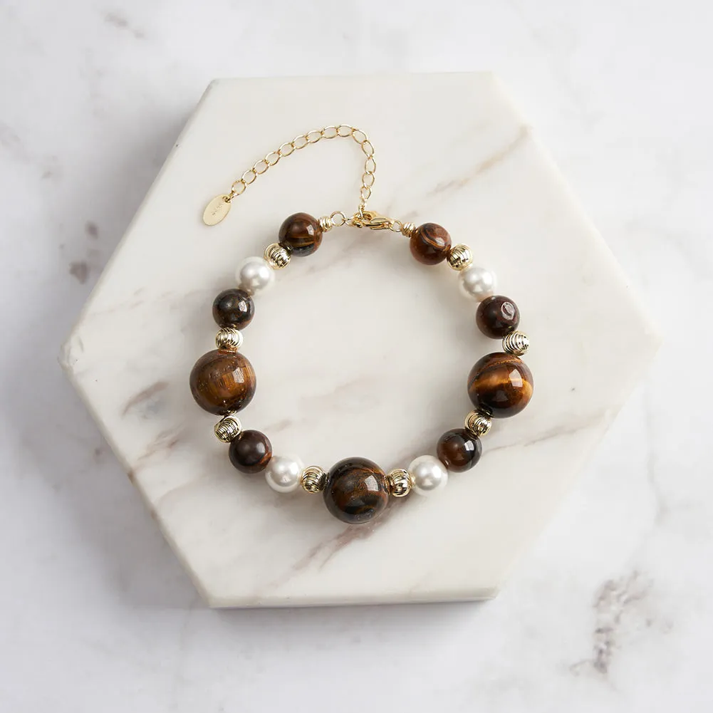 Tiger Eye Pearl Bracelet sold by Selenichast product image thumbnail 4