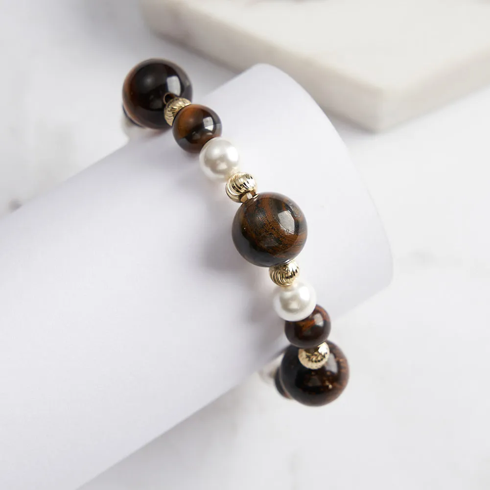 Tiger Eye Pearl Bracelet sold by Selenichast product image thumbnail 5