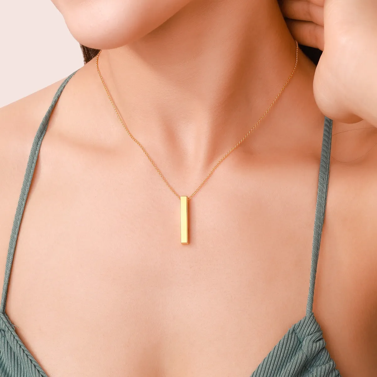 Engraved 3D Bar Name Necklace sold by Selenichast product image thumbnail 2