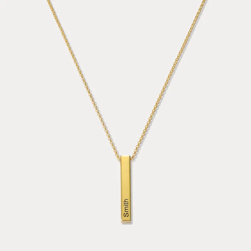 Engraved 3D Bar Name Necklace sold by Selenichast