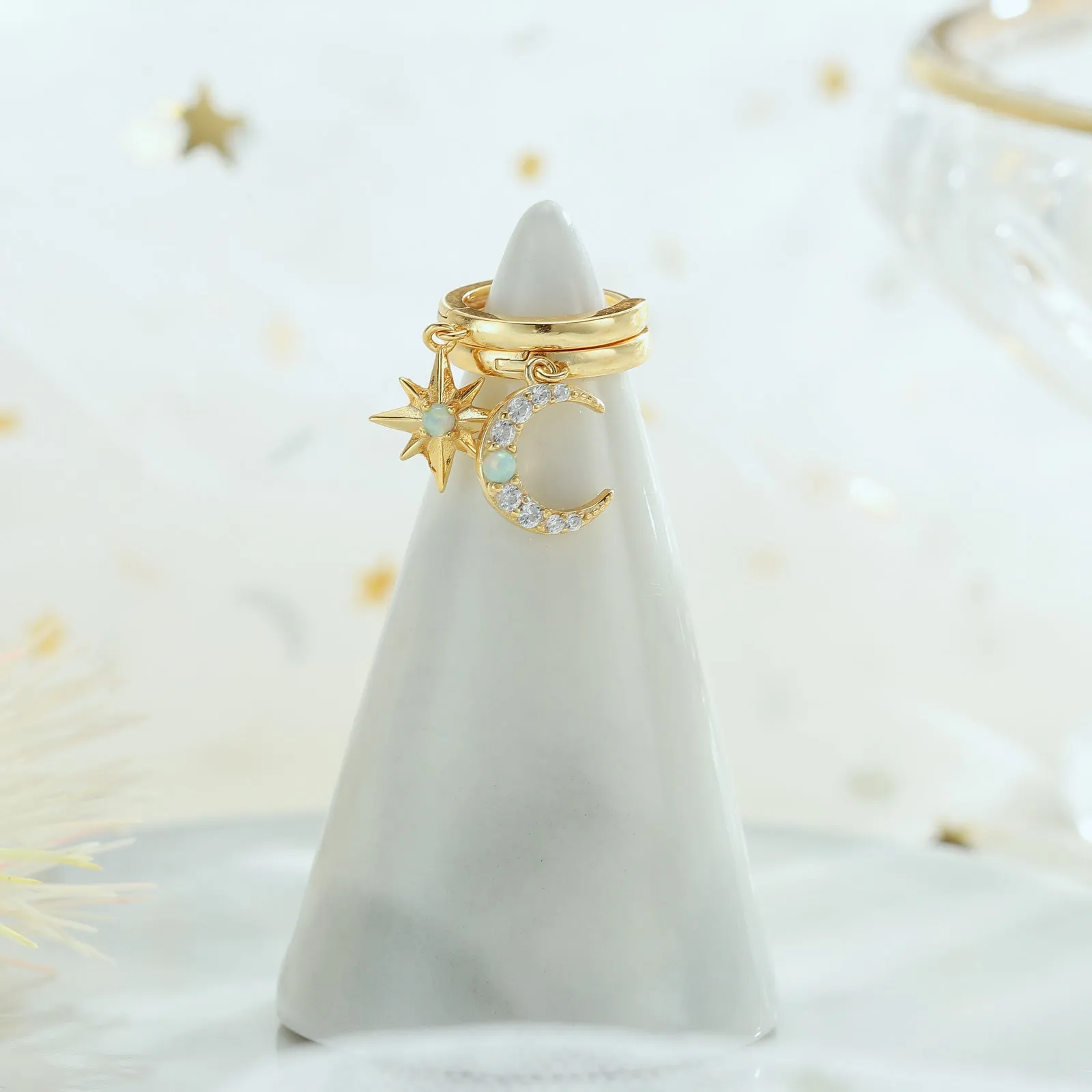 Opal Moon Star Earrings sold by Selenichast product image thumbnail 3