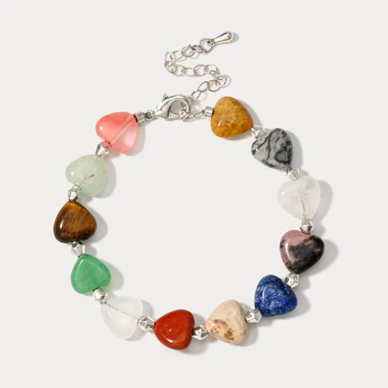 Natural Stone Heart Beaded Bracelet sold by Selenichast