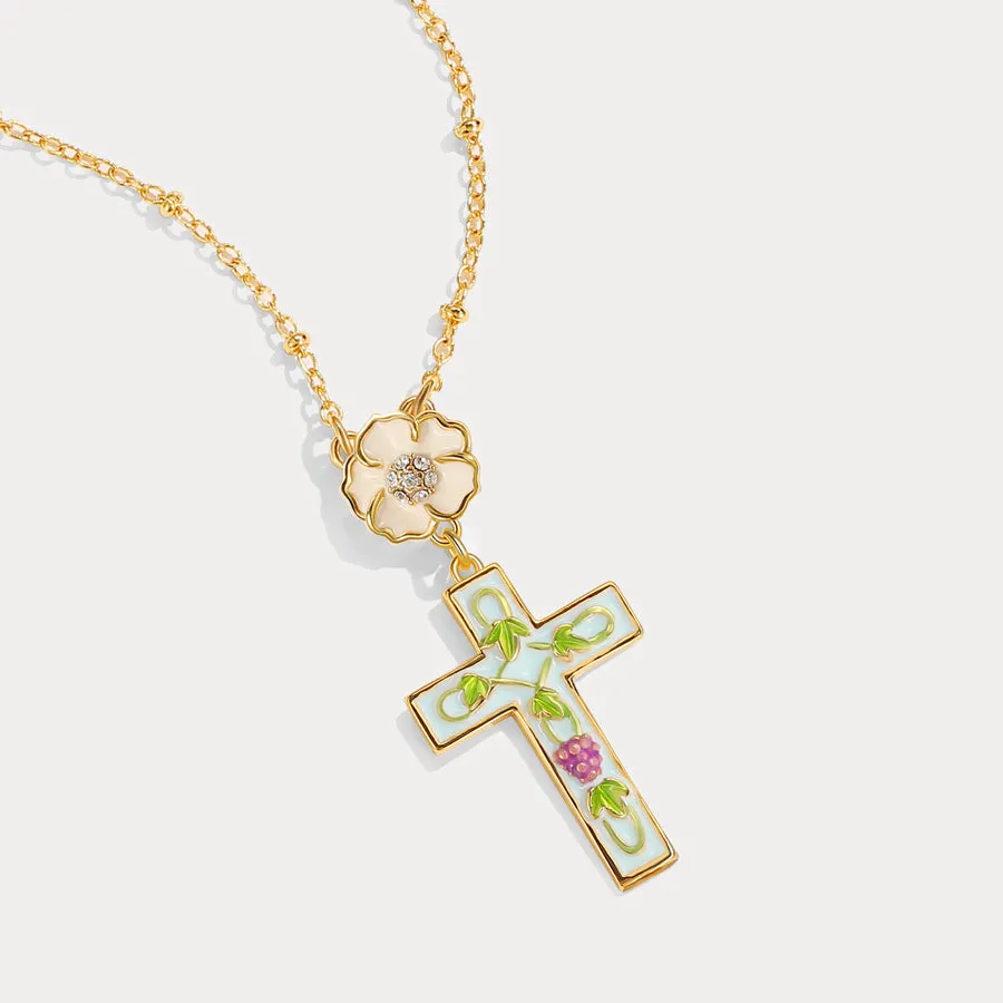 Cross Grape Flower Necklace sold by Selenichast product image thumbnail 4