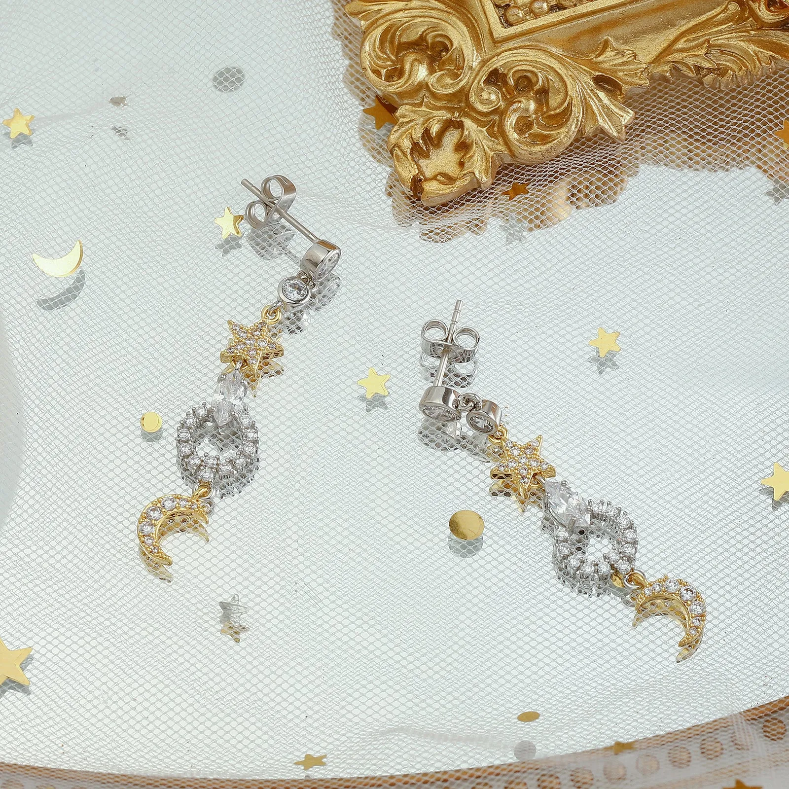 Moon Star Dangle Earrings sold by Selenichast product image thumbnail 2