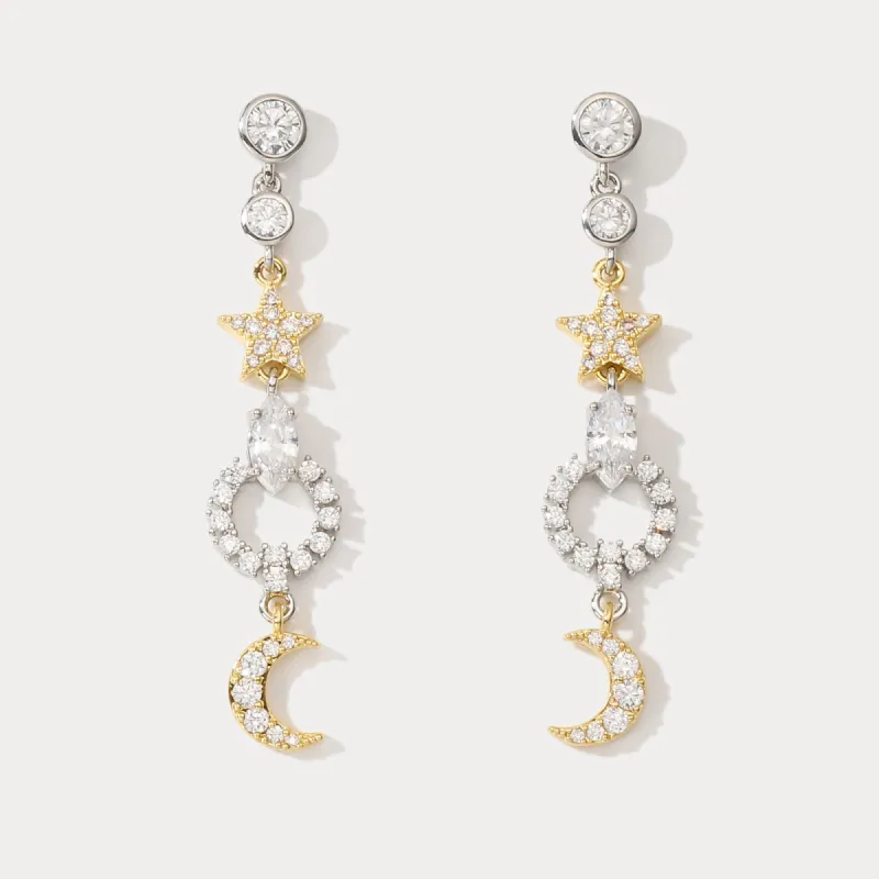 Moon Star Dangle Earrings sold by Selenichast