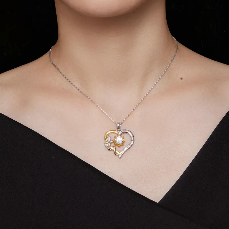 Moissanite Sunflower Heart Necklace sold by Selenichast product image thumbnail 2