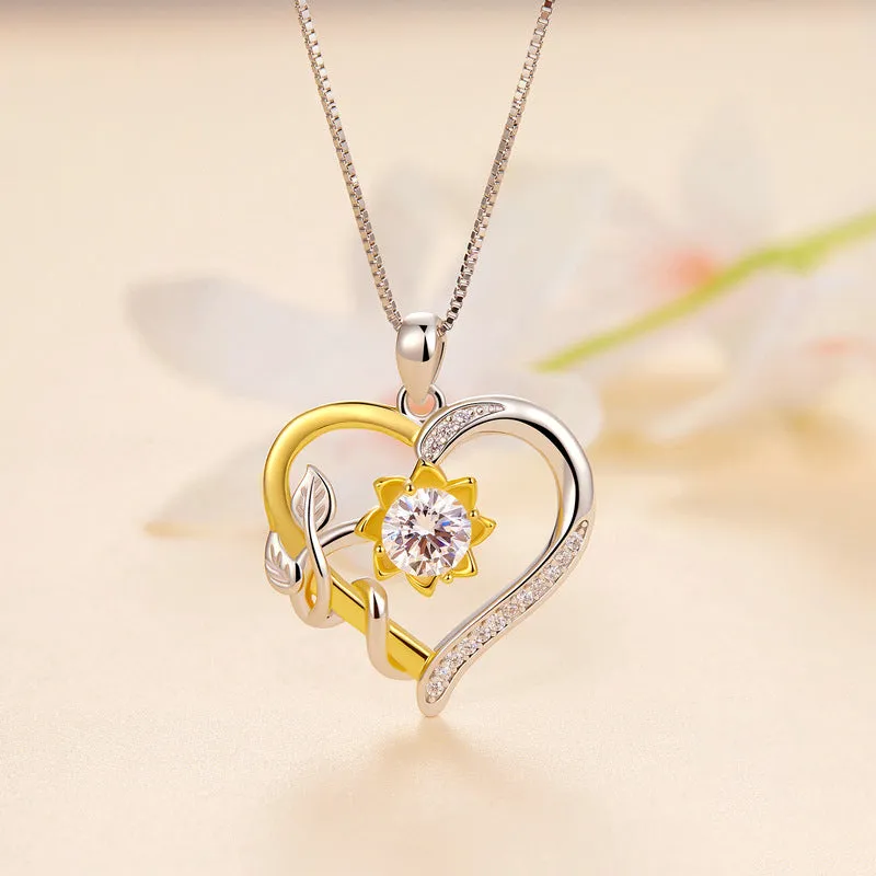 Moissanite Sunflower Heart Necklace sold by Selenichast product image thumbnail 4