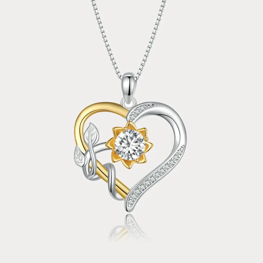 Moissanite Sunflower Heart Necklace sold by Selenichast