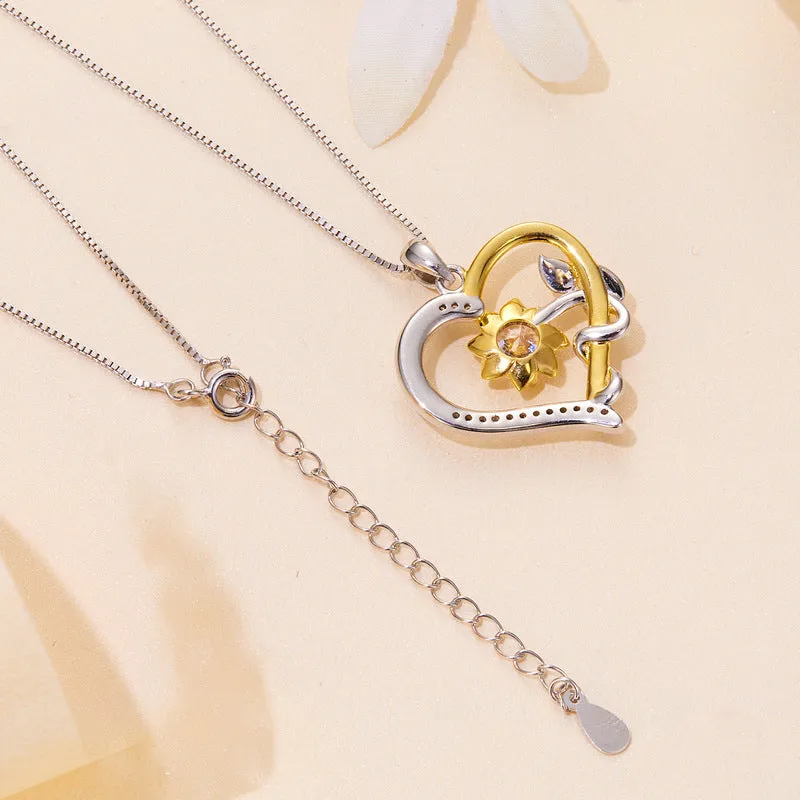 Moissanite Sunflower Heart Necklace sold by Selenichast product image thumbnail 3