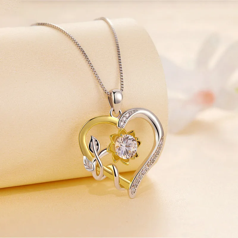 Moissanite Sunflower Heart Necklace sold by Selenichast product image thumbnail 5