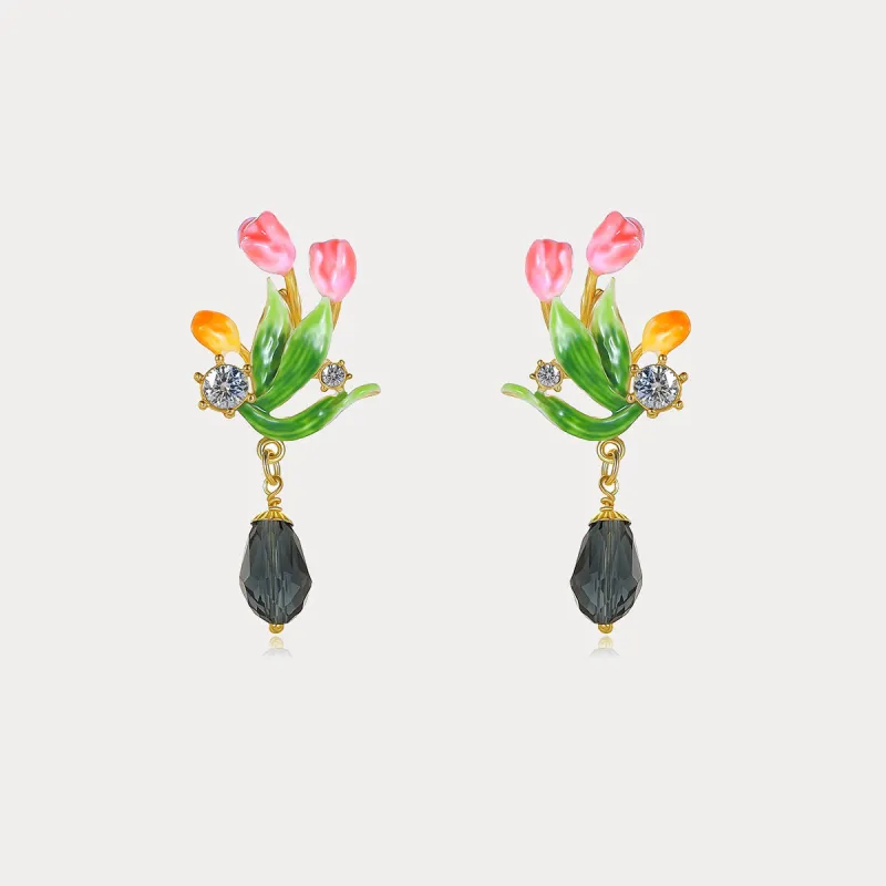 Enamel Tulip Earrings sold by Selenichast