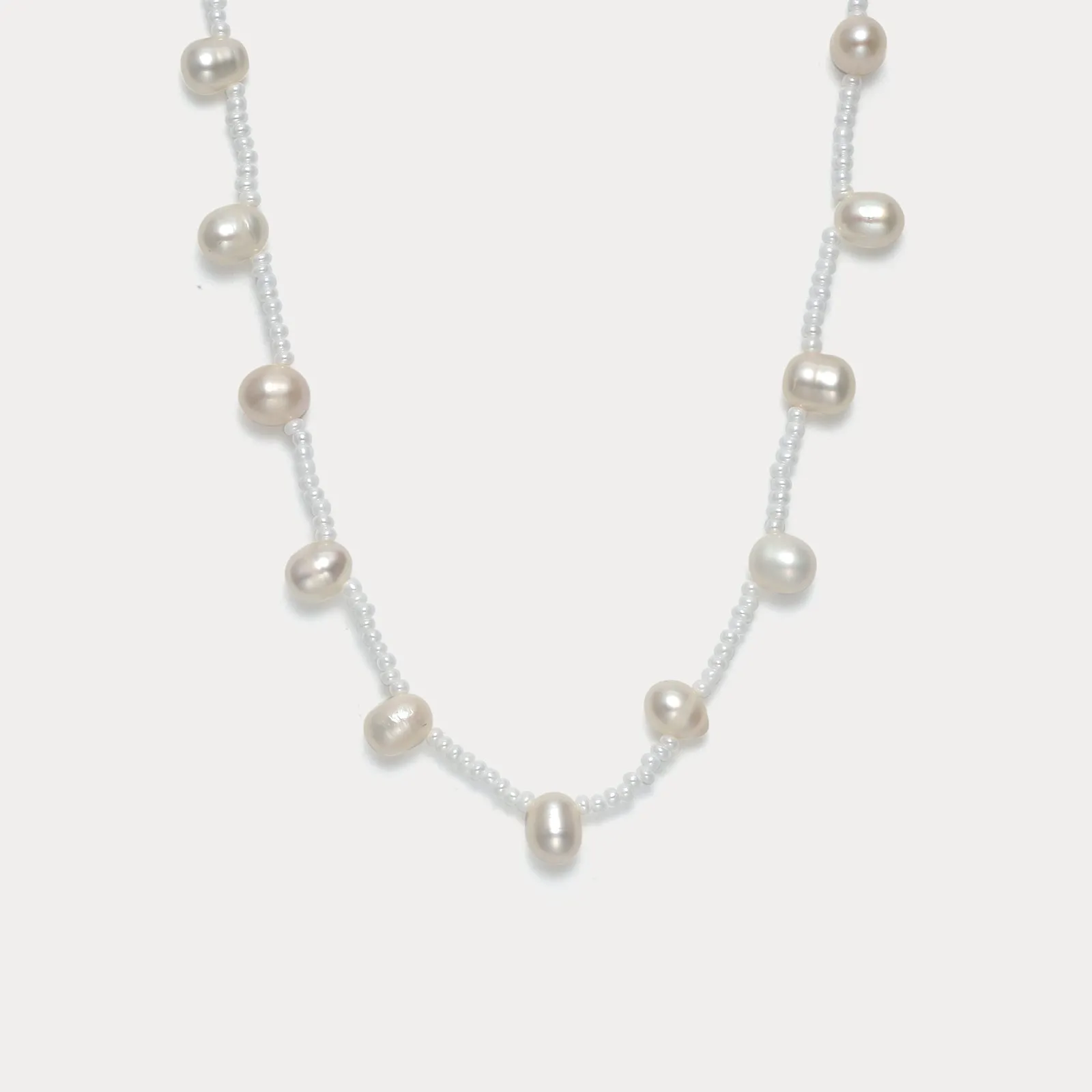 Dainty Pearl Station Necklace sold by Selenichast product image thumbnail 4