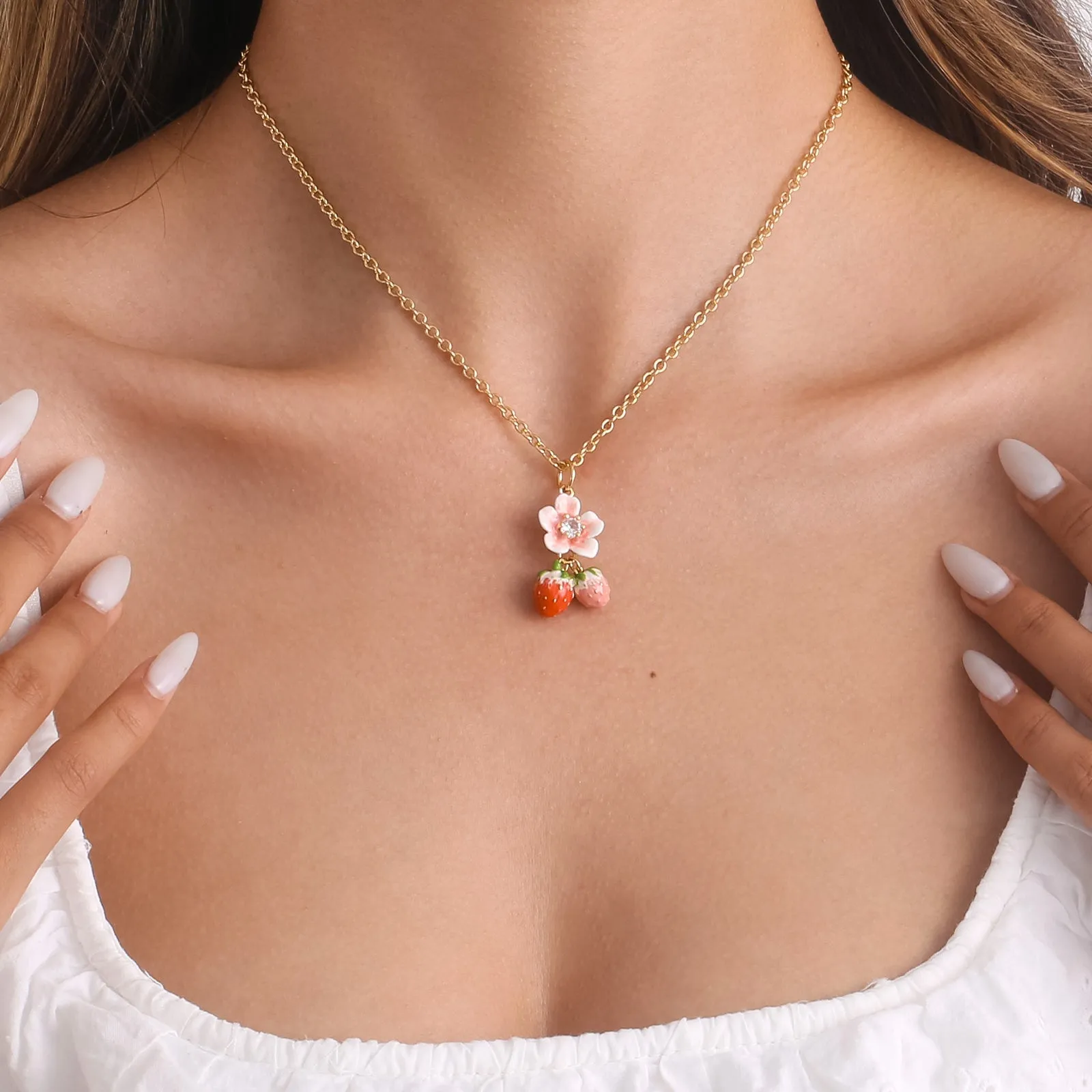 Strawberry Blossom Necklace sold by Selenichast product image thumbnail 3