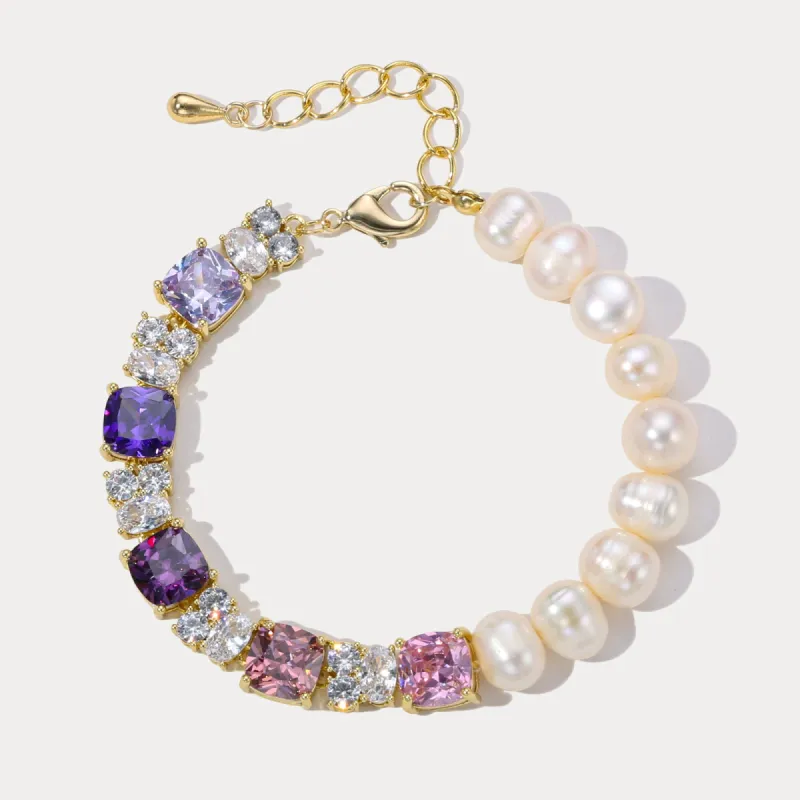 Colorful Gemstone Pearl Bracelet sold by Selenichast