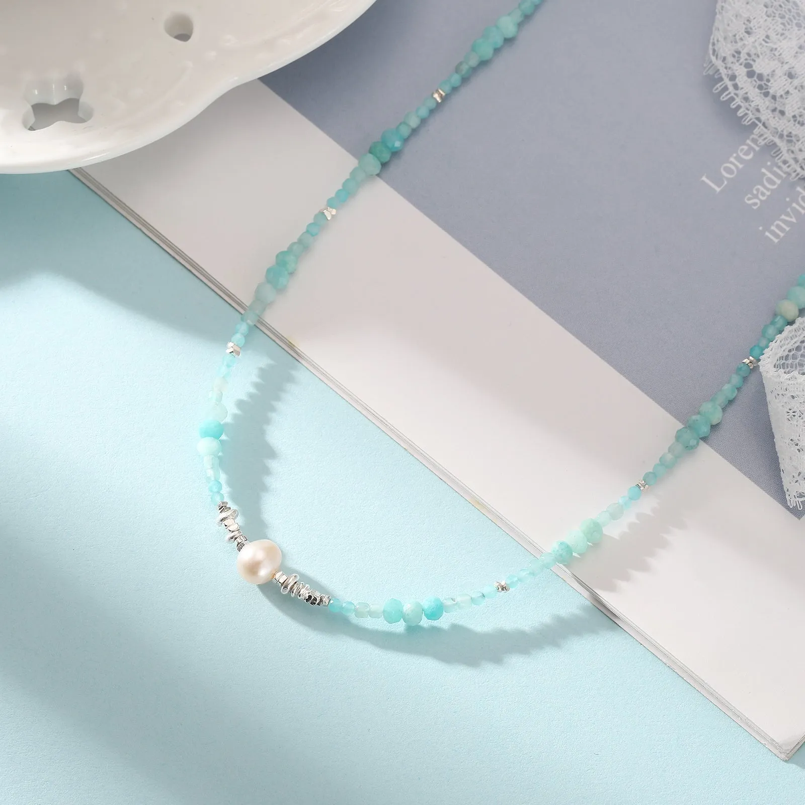 Blue Seed Bead Necklace sold by Selenichast product image thumbnail 3