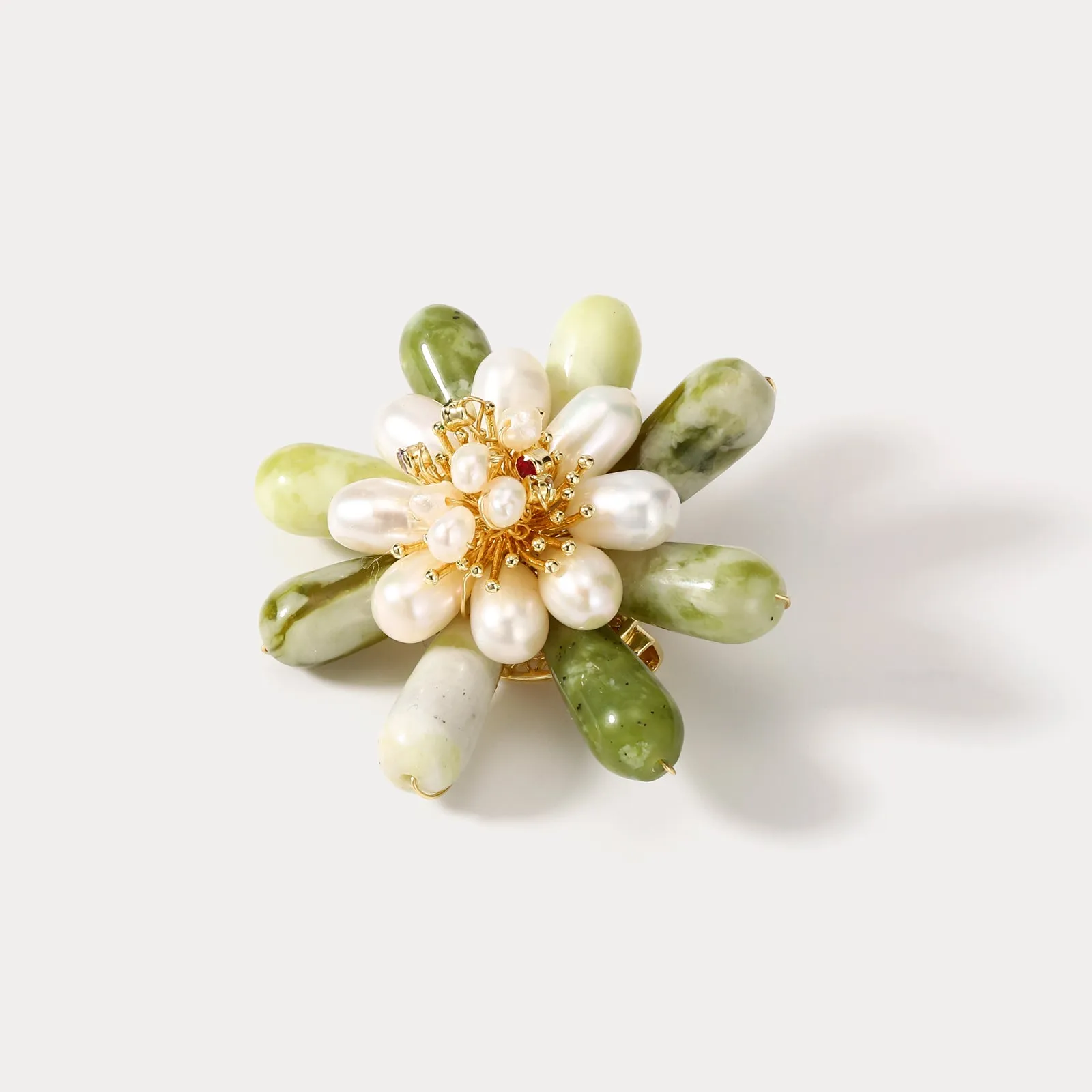 Emerald Pearl Flower Brooch sold by Selenichast product image thumbnail 4