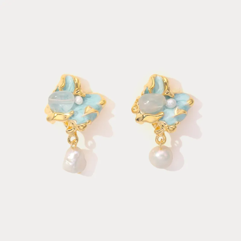 Pearl in the Ocean Earrings sold by Selenichast