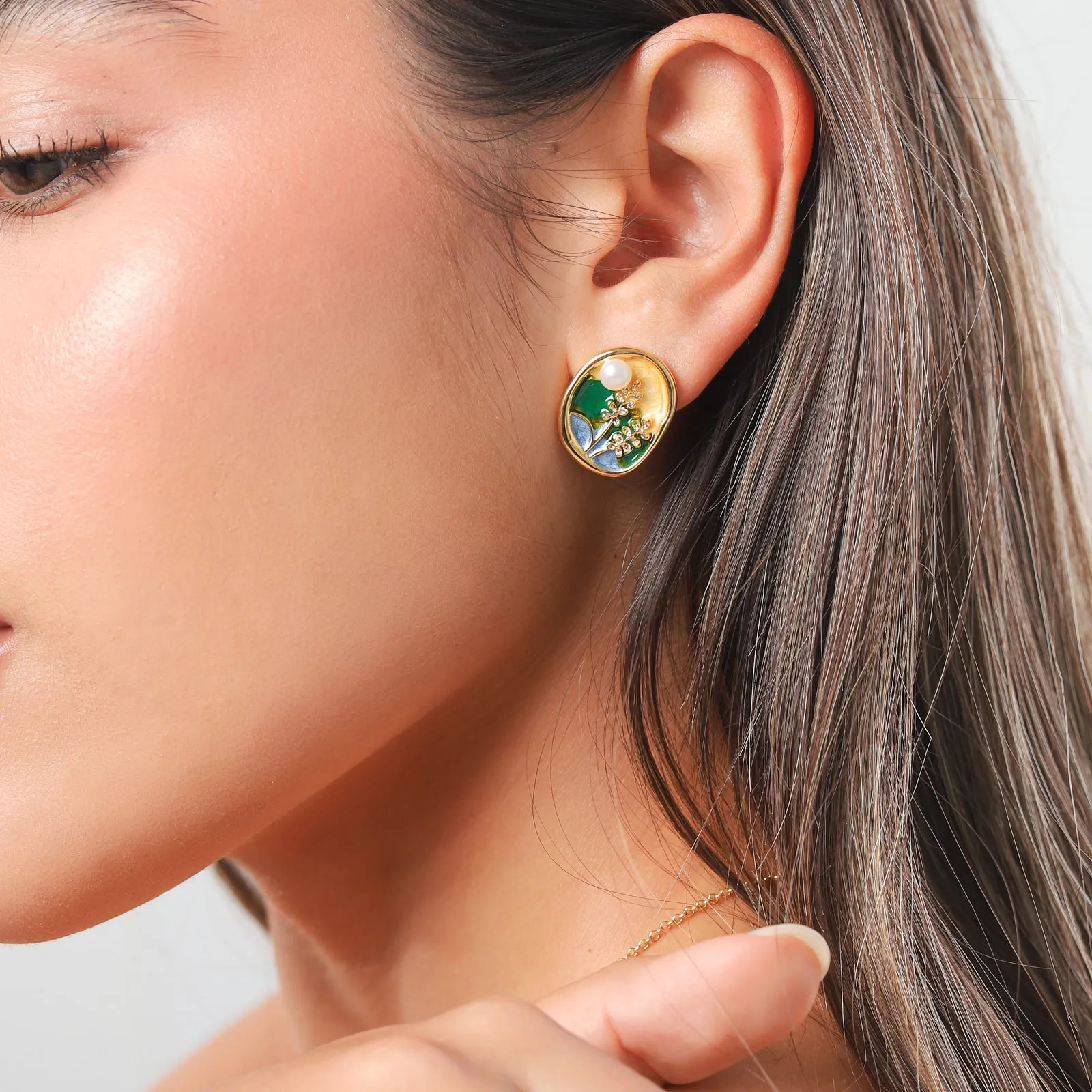 Country Cornfield Oil Painting Earrings sold by Selenichast product image thumbnail 2