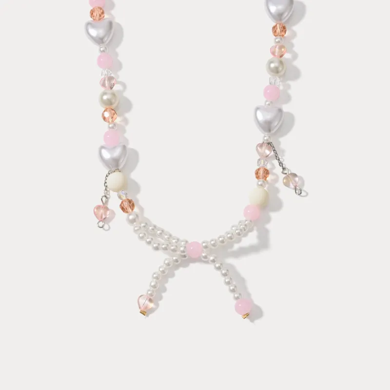 Heart Pearl Bow Necklace sold by Selenichast