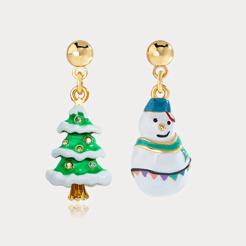 Christmas Tree & Snowman Earrings sold by Selenichast