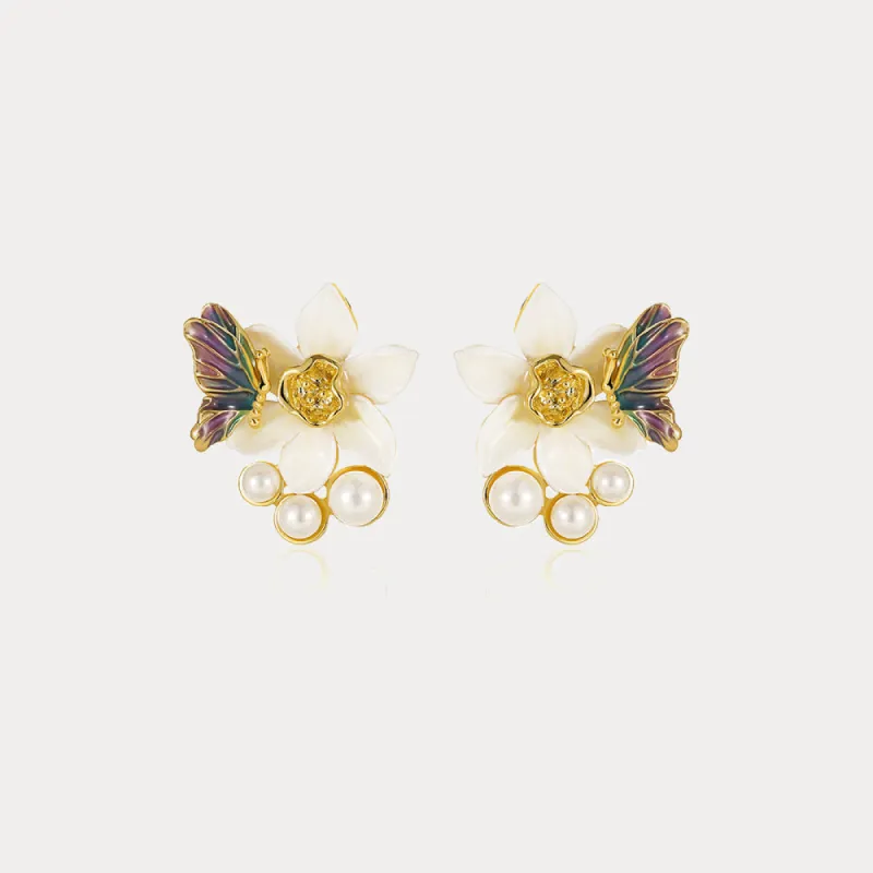 Daffodils & Butterfly Stud Earrings sold by Selenichast