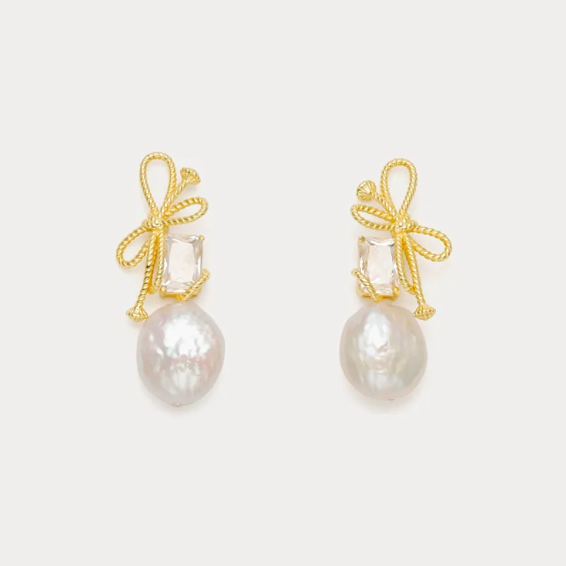 Pearl Bow Earrings sold by Selenichast