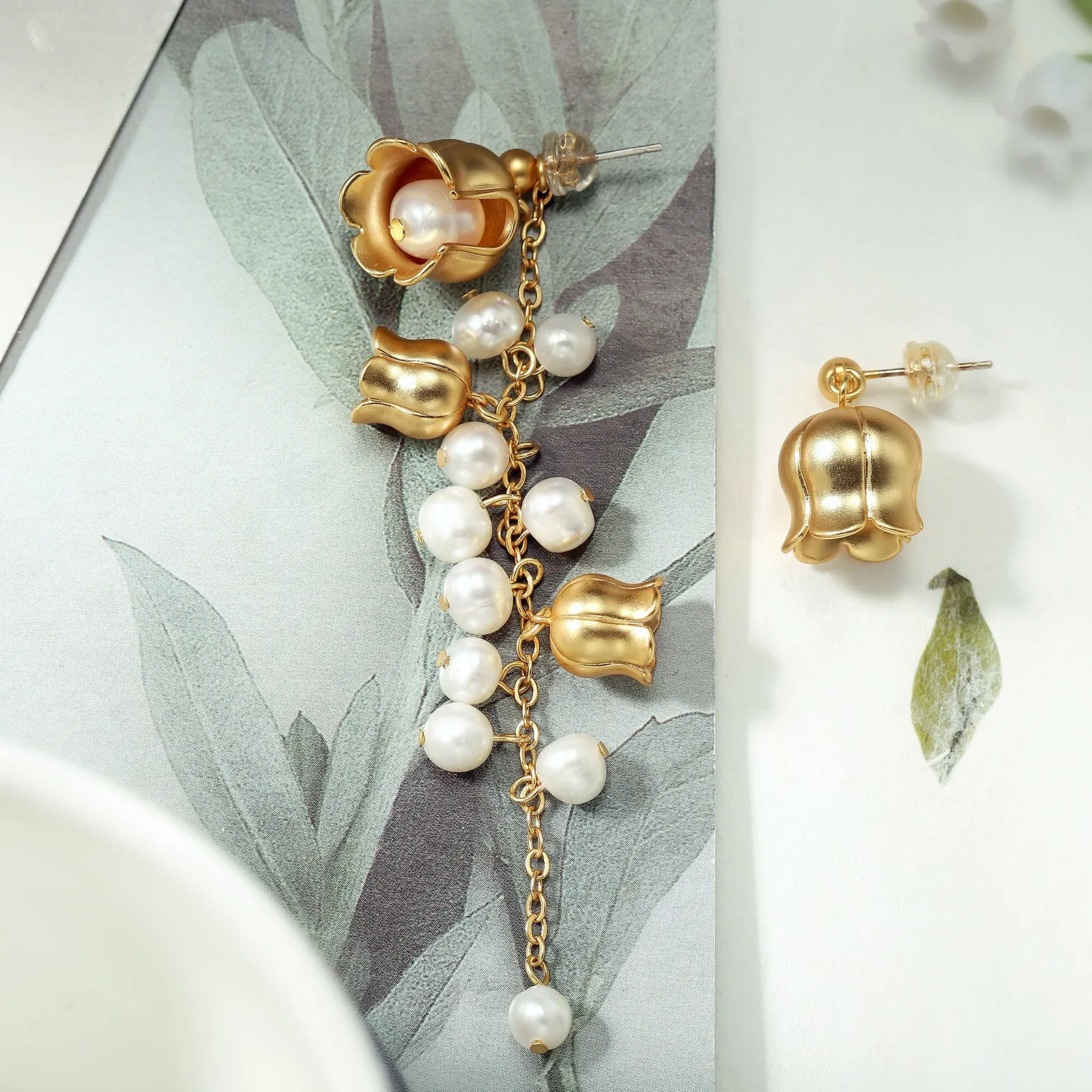 Lily Of The Valley Pearl Earrings sold by Selenichast product image thumbnail 3