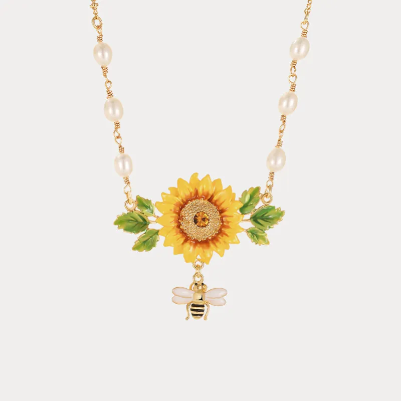 Sunflower & Bee Necklace sold by Selenichast