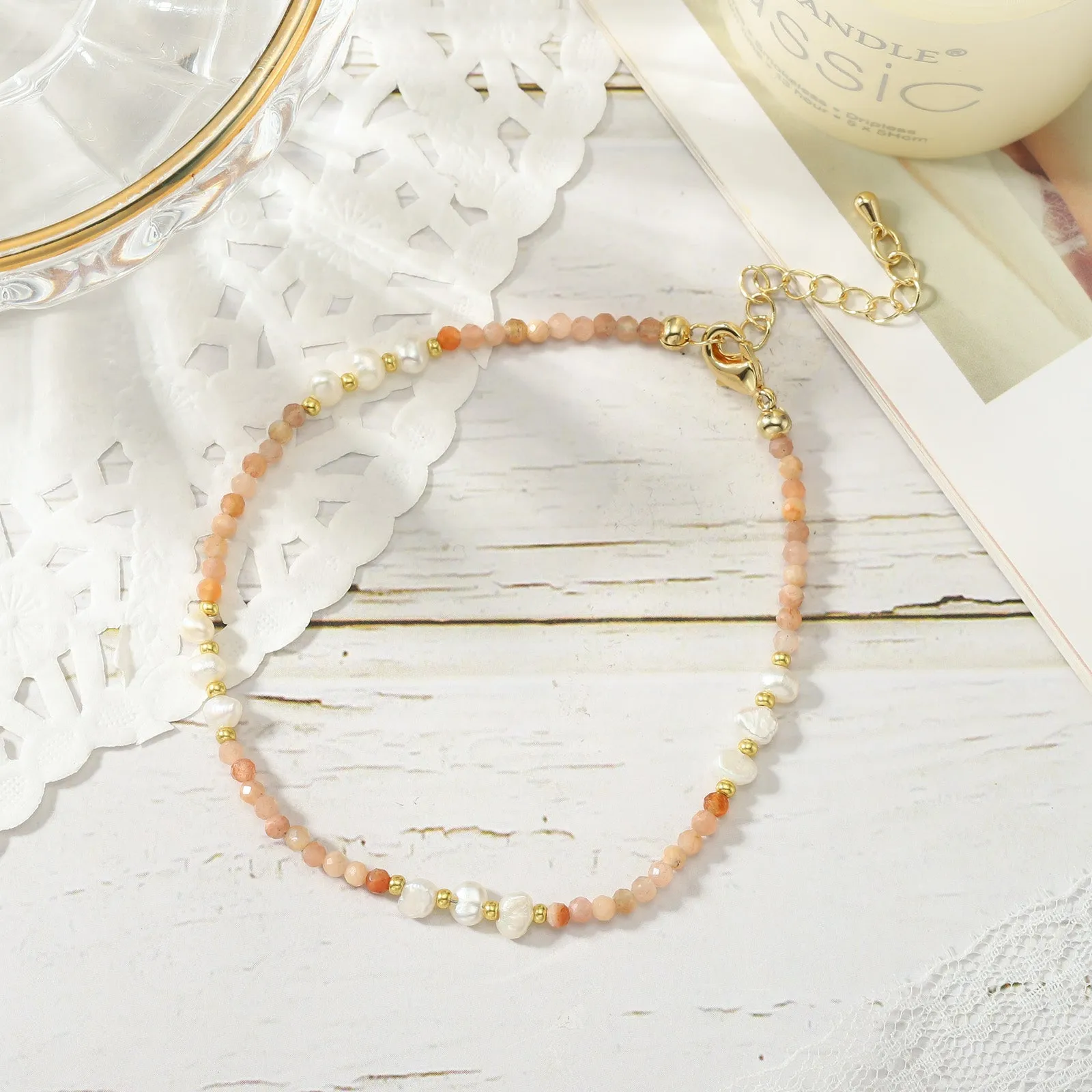 Peach Fuzz Beaded Anklet sold by Selenichast product image thumbnail 3