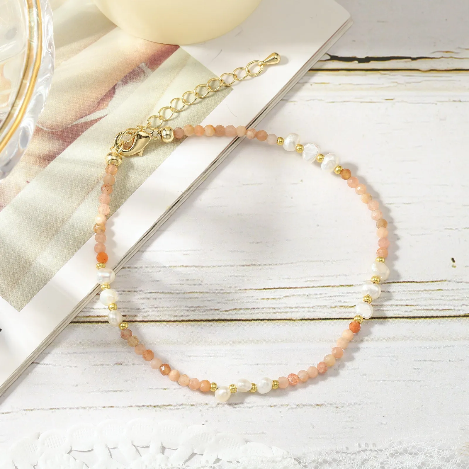 Peach Fuzz Beaded Anklet sold by Selenichast product image thumbnail 2