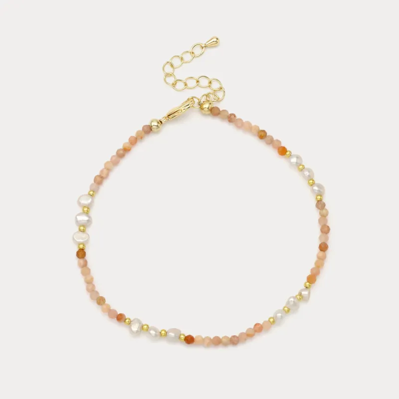 Peach Fuzz Beaded Anklet sold by Selenichast