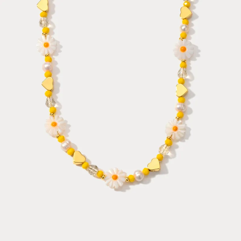 Boho Daisy Flower Beaded Necklace sold by Selenichast