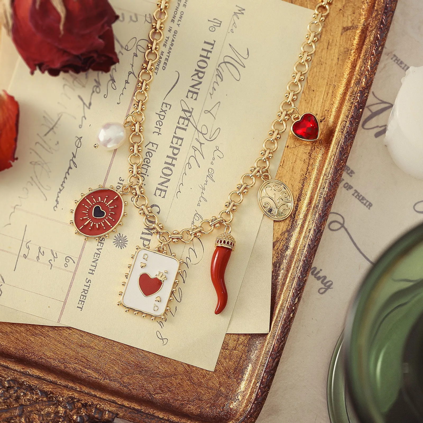 Queen's Card Charm Necklace sold by Selenichast product image thumbnail 3