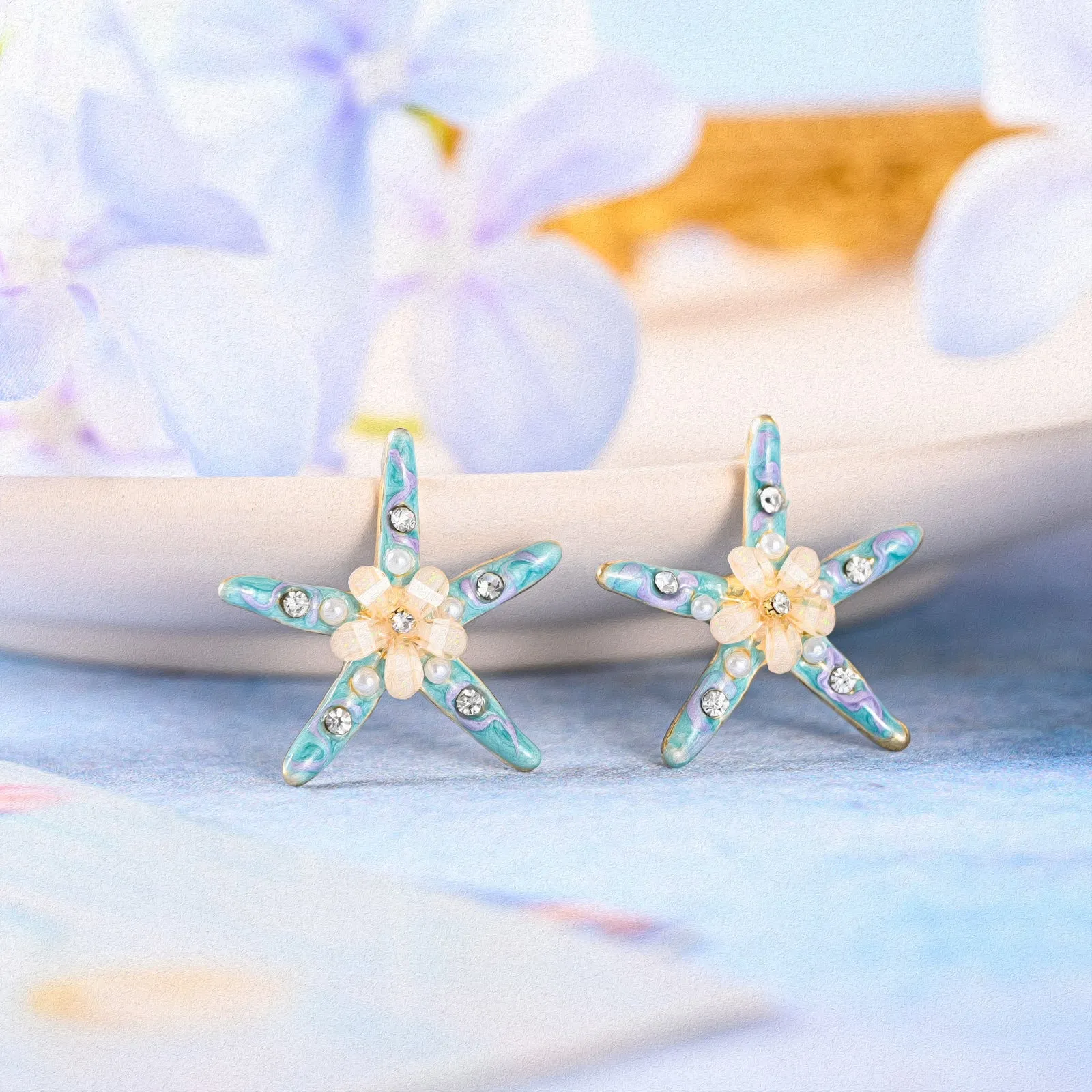 Ocean Starfish Flower Earrings sold by Selenichast product image thumbnail 3