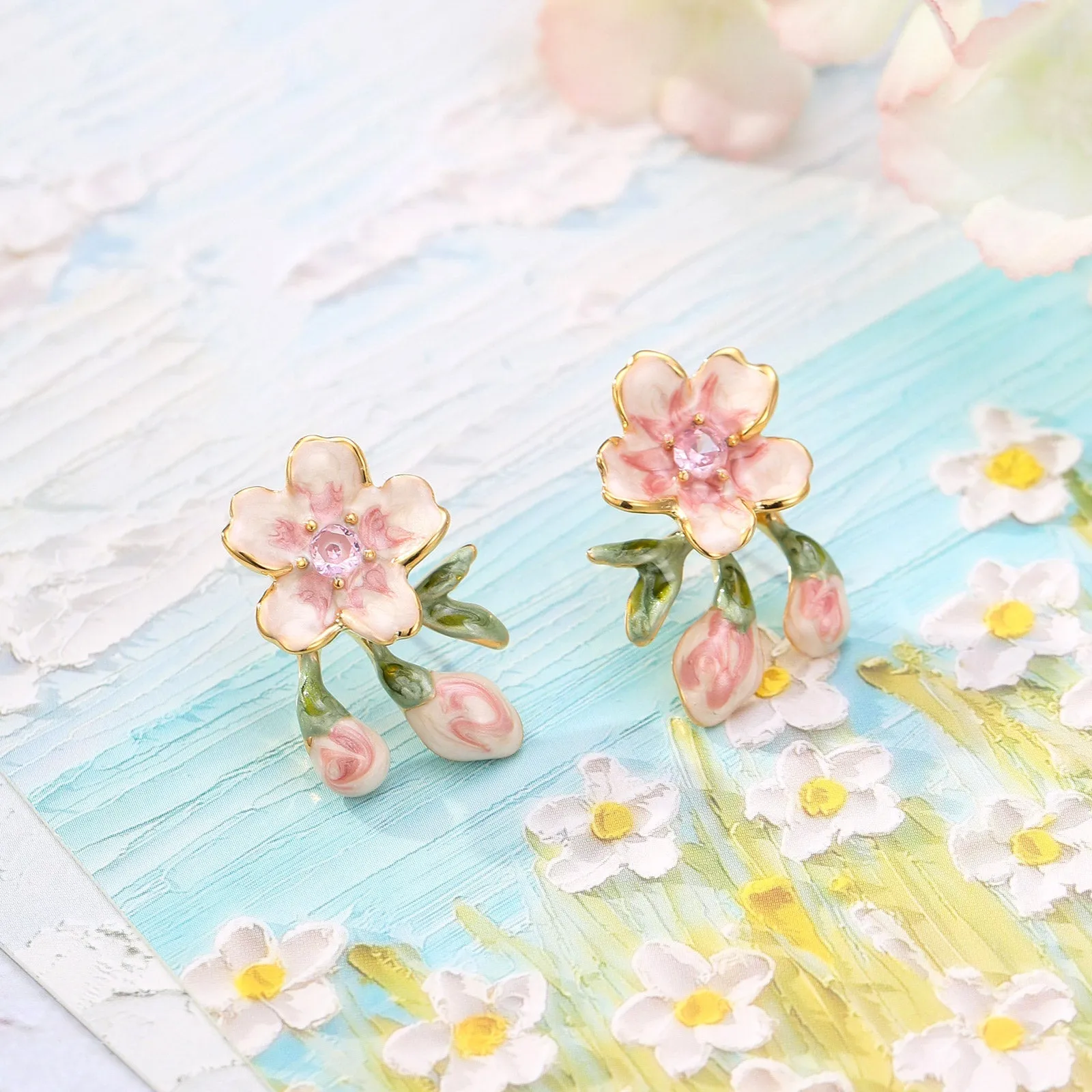 Enamel Sakura Earrings sold by Selenichast product image thumbnail 3