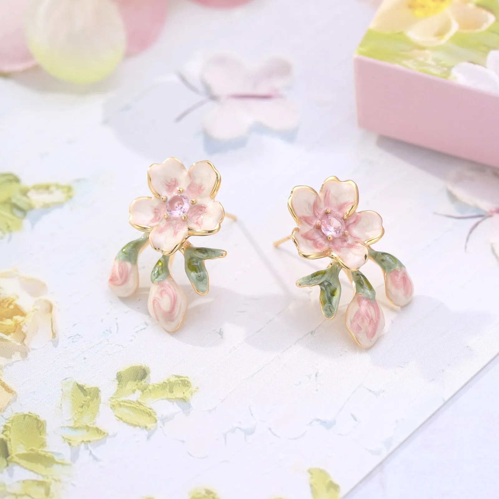 Enamel Sakura Earrings sold by Selenichast product image thumbnail 4