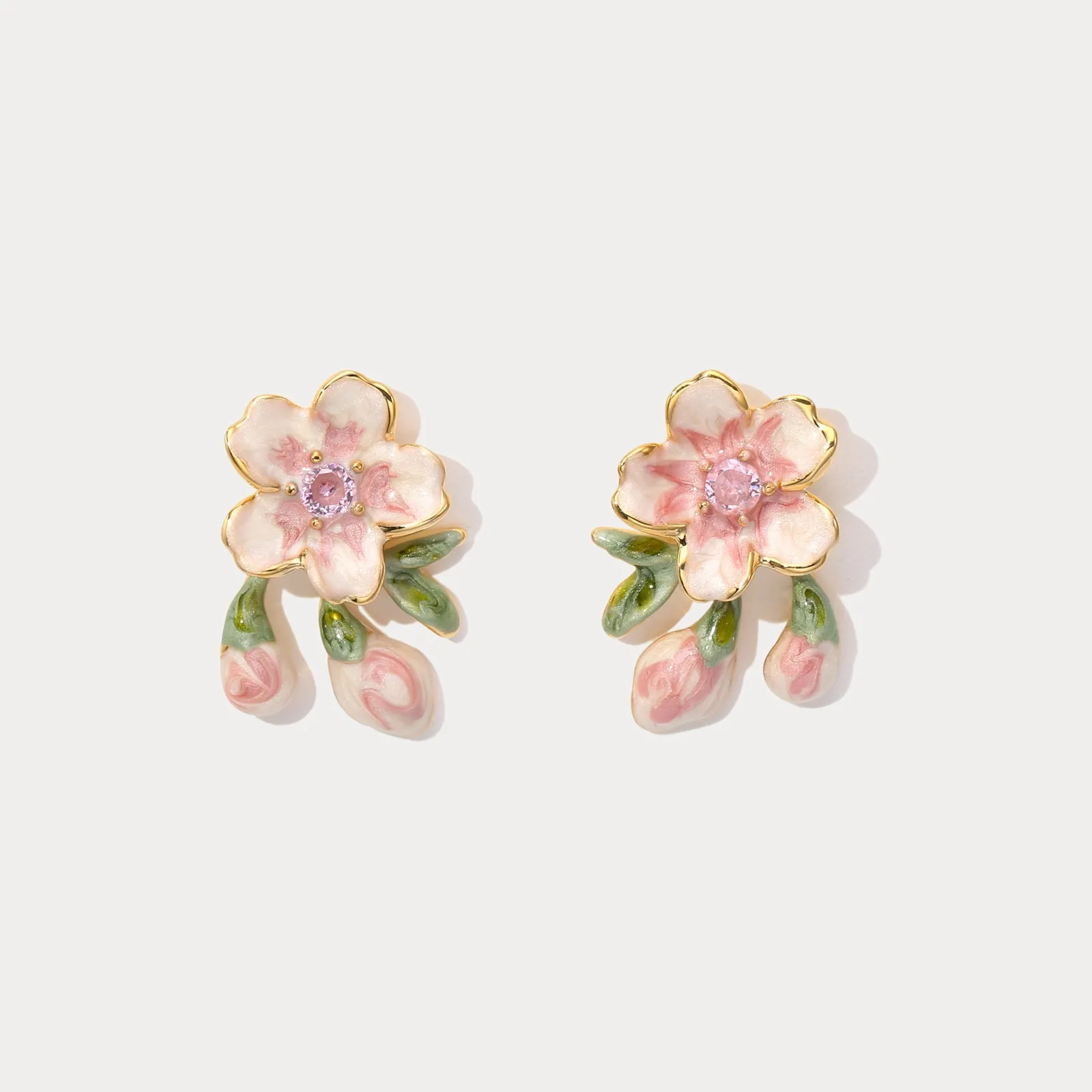 Enamel Sakura Earrings sold by Selenichast