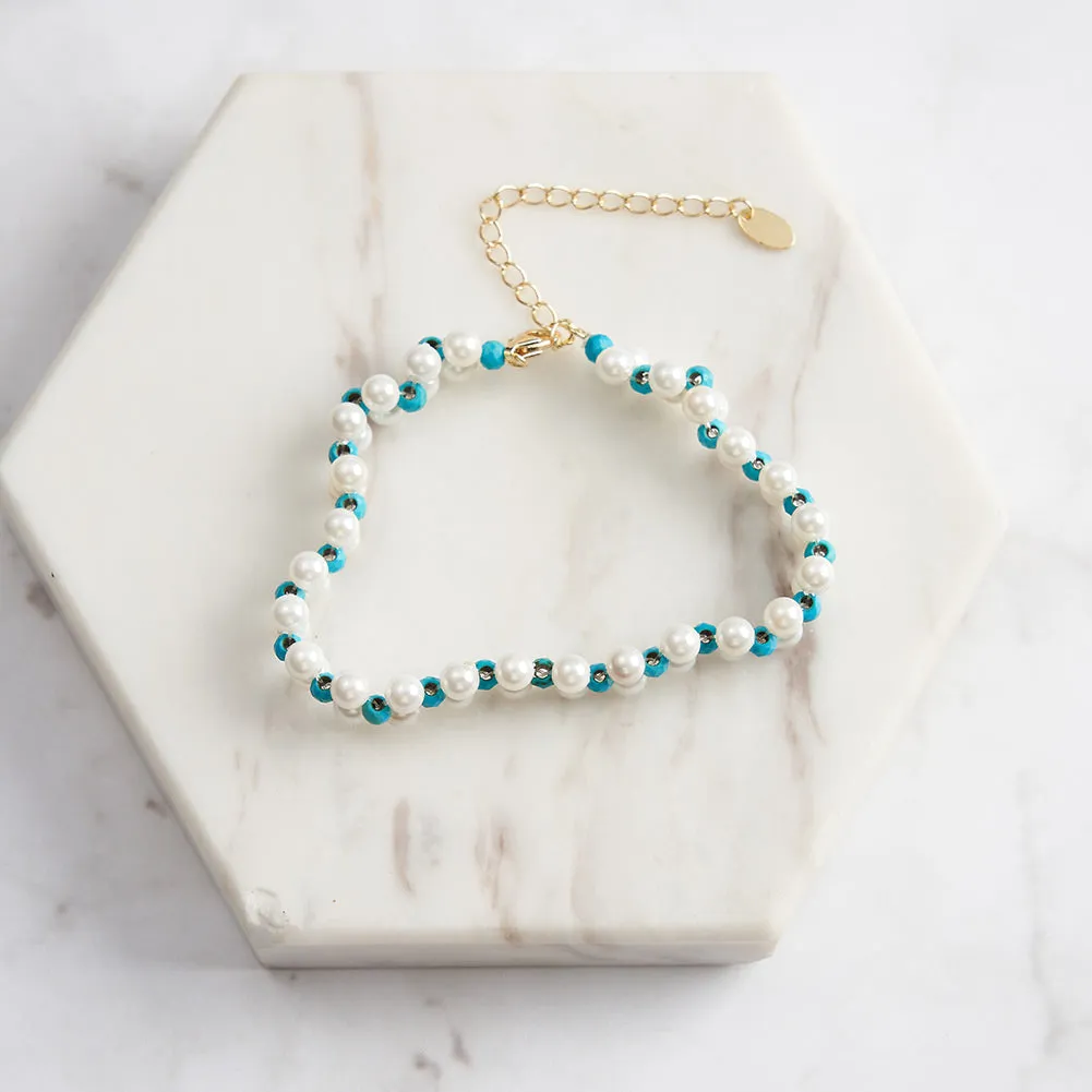 Turquoise Pearl Layered Bracelet sold by Selenichast product image thumbnail 2