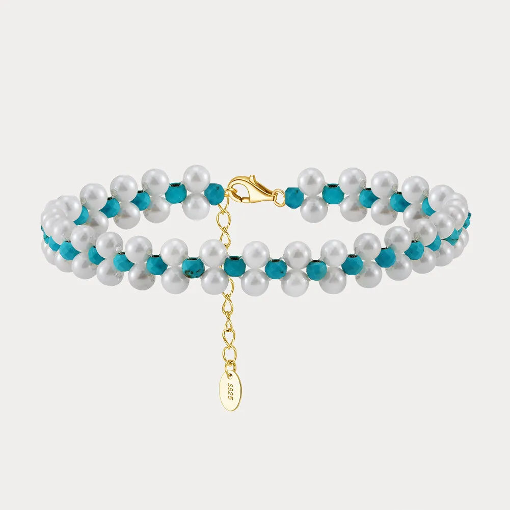 Turquoise Pearl Layered Bracelet sold by Selenichast