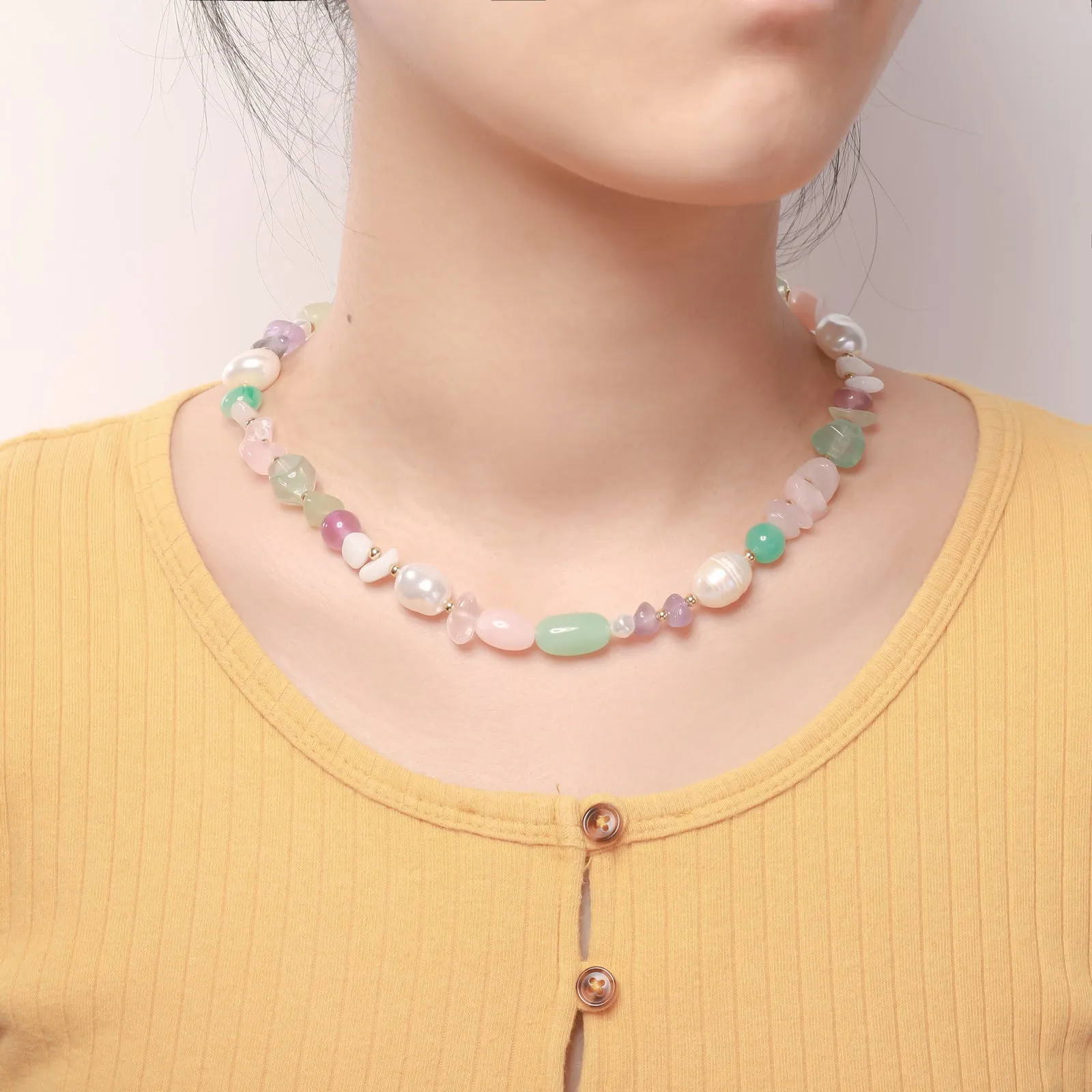 Boho Pearl Natural Stone Beaded Necklace sold by Selenichast product image thumbnail 2