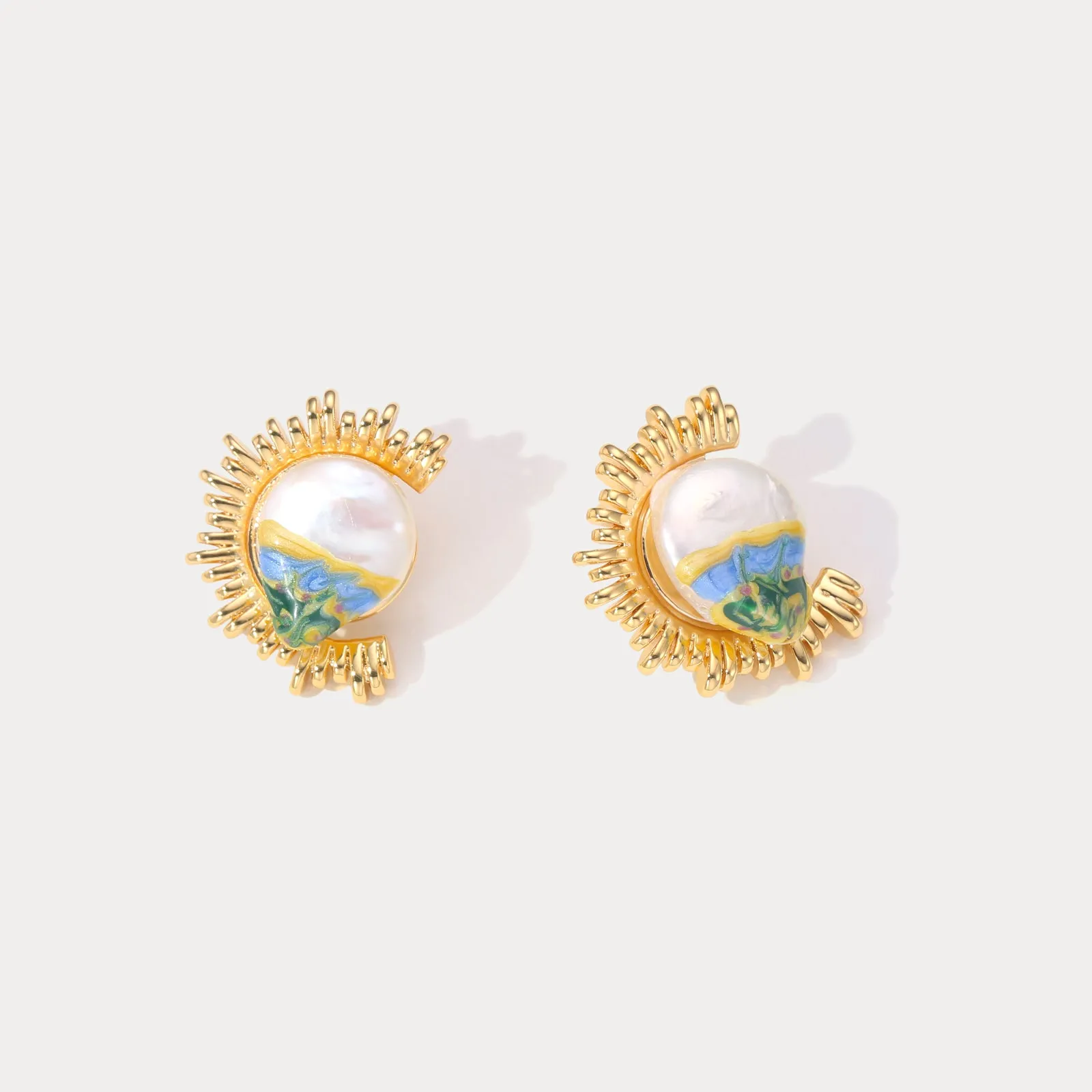 Sun Pearl Oil Painting Earrings sold by Selenichast product image thumbnail 5