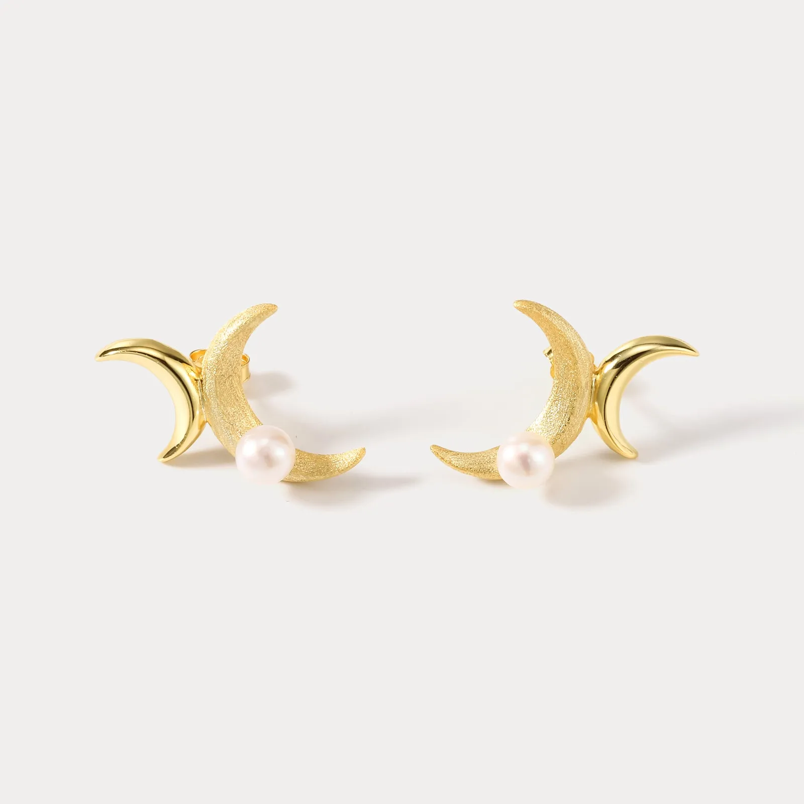 Gold Double Moon Earrings sold by Selenichast product image thumbnail 5