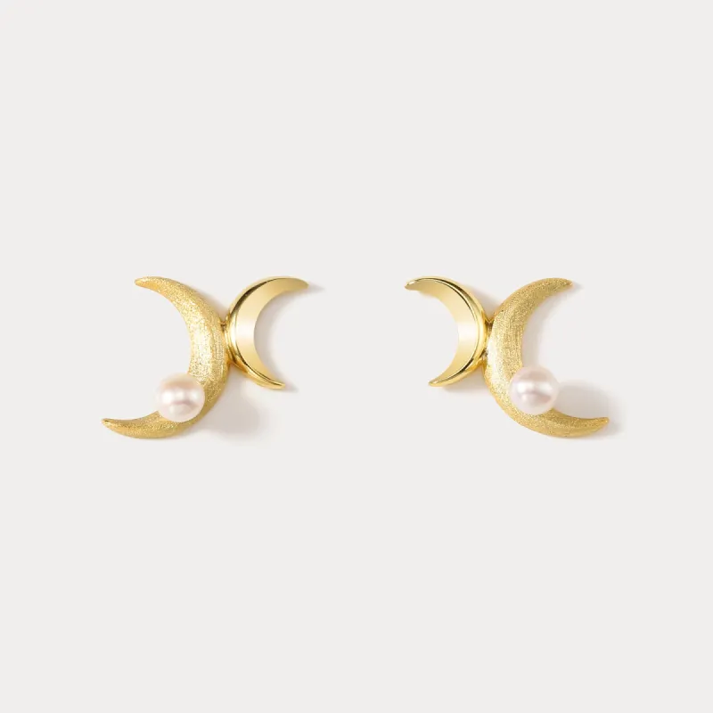 Gold Double Moon Earrings sold by Selenichast