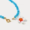 Daisy Flower Cat Eye Stone Beaded Necklace sold by Selenichast