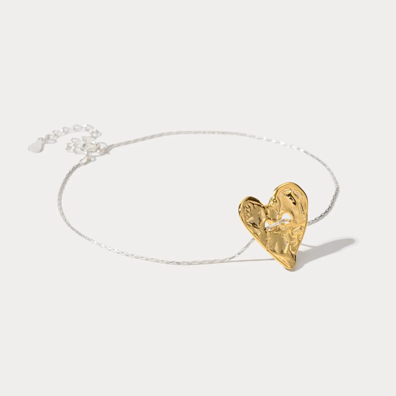 Golden Heart Silver Anklet sold by Selenichast product image thumbnail 4