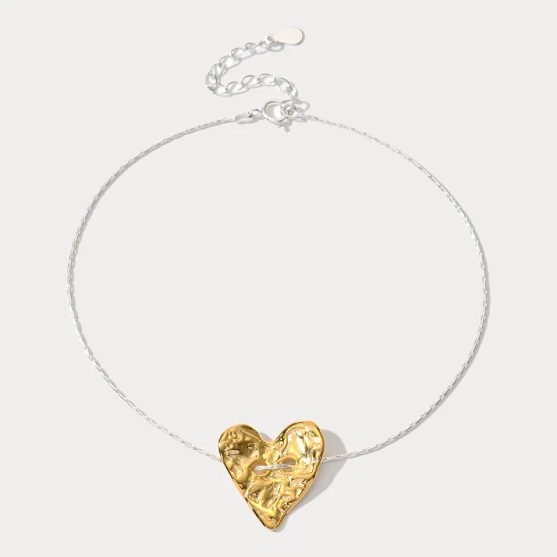 Golden Heart Silver Anklet sold by Selenichast