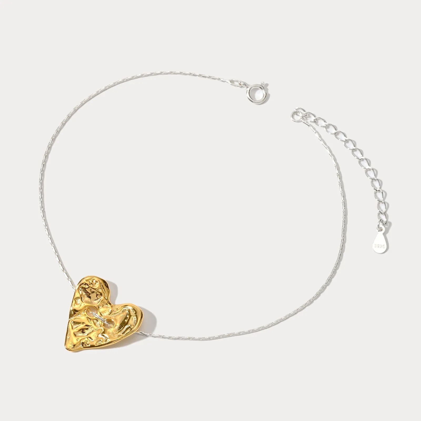 Golden Heart Silver Anklet sold by Selenichast product image thumbnail 5