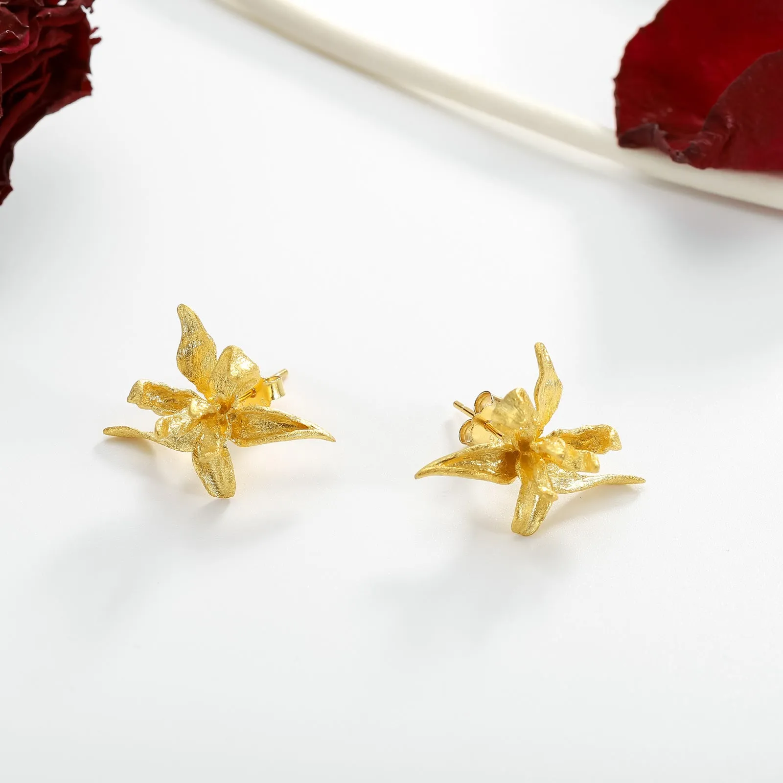 Iris Flower Stud Earrings sold by Selenichast product image thumbnail 2