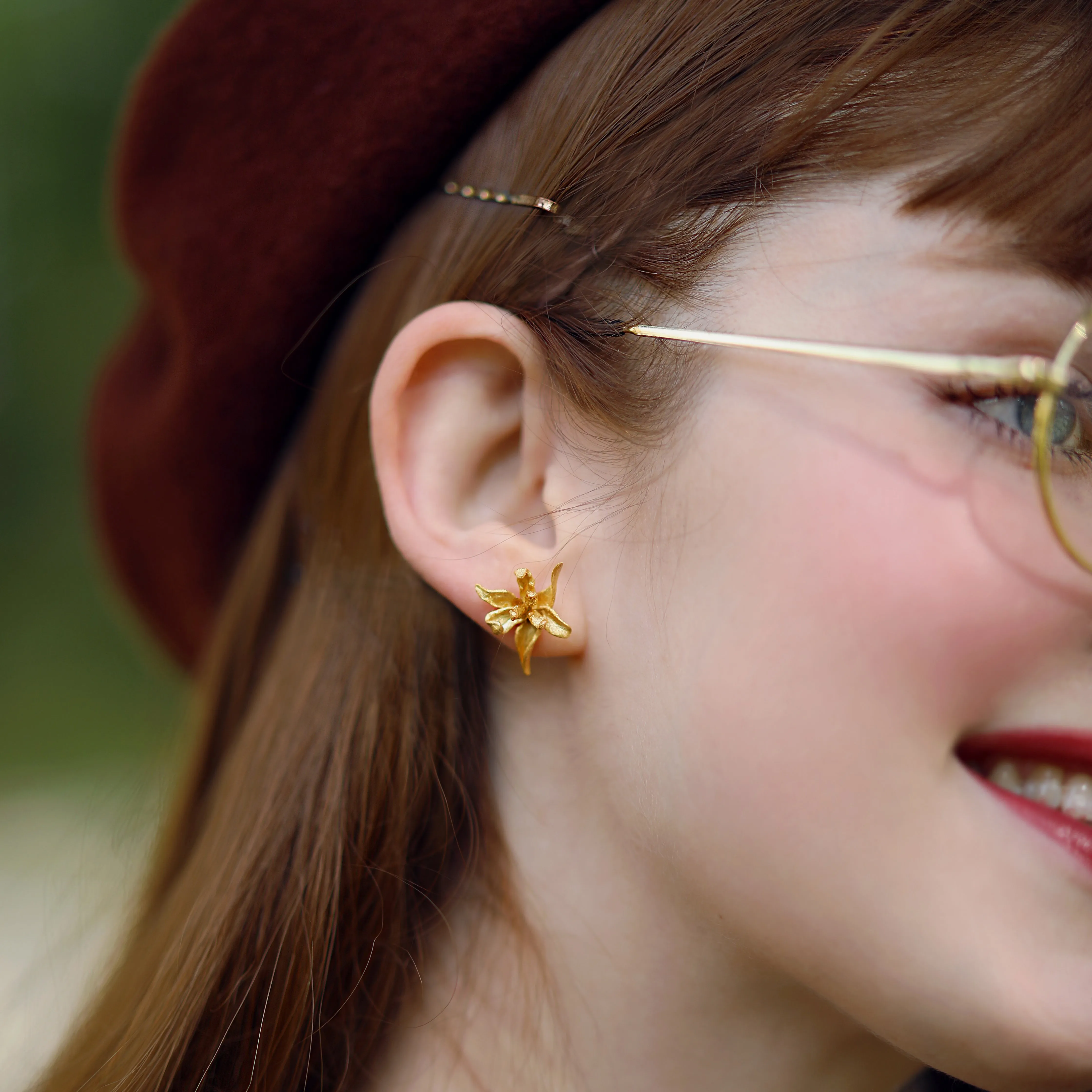 Iris Flower Stud Earrings sold by Selenichast