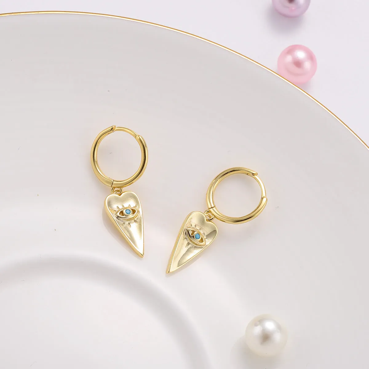 Blue Eyes Love Drop Hoops Earrings sold by Selenichast product image thumbnail 4